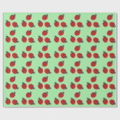 Red Lady Bug Illustration Light Green Geschenkpapier (Flach)