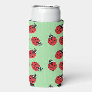 Red Lady Bug Illustration Light Green Selters Dosenkühler