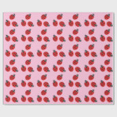Red Lady Bug Illustration Pastel Pink Geschenkpapier (Flach)