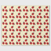 Red Lady Bug Illustration Pastellgelb Geschenkpapier (Flach)