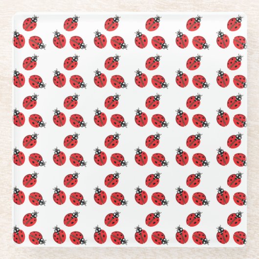 Red Lady Bug Illustration White Glasuntersetzer (Vorderseite)