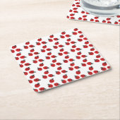 Red Lady Bug Illustration White Rechteckiger Pappuntersetzer (angewinkelt)