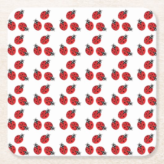 Red Lady Bug Illustration White Rechteckiger Pappuntersetzer (Vorderseite)