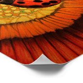 Red Lady Bug on a Zinnia Poster (Ecke)