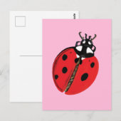 Red Lady Bug Viel Glück Botschafter Illustration Postkarte (Vorne/Hinten)