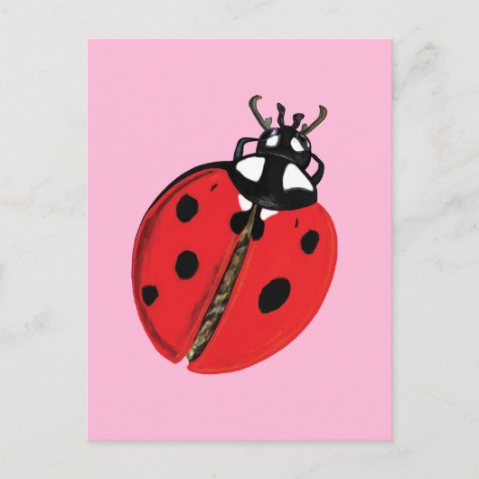 Red Lady Bug Viel Glück Botschafter Illustration Postkarte (Vorderseite)