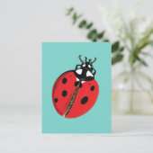 Red Lady Bug Viel Glück Botschafter Illustration Postkarte (Stehend Vorderseite)