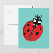 Red Lady Bug Viel Glück Botschafter Illustration Postkarte (Vorne/Hinten)