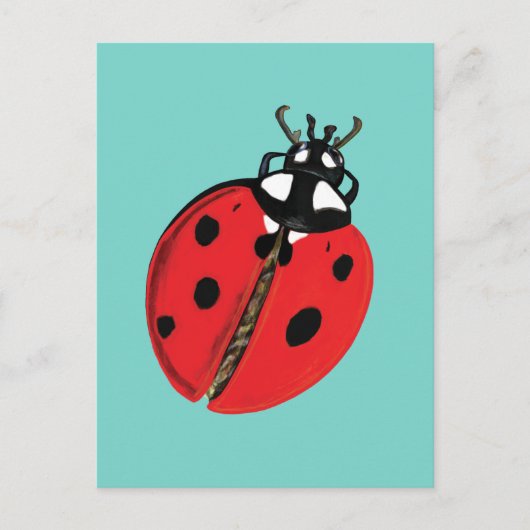 Red Lady Bug Viel Glück Botschafter Illustration Postkarte (Vorderseite)