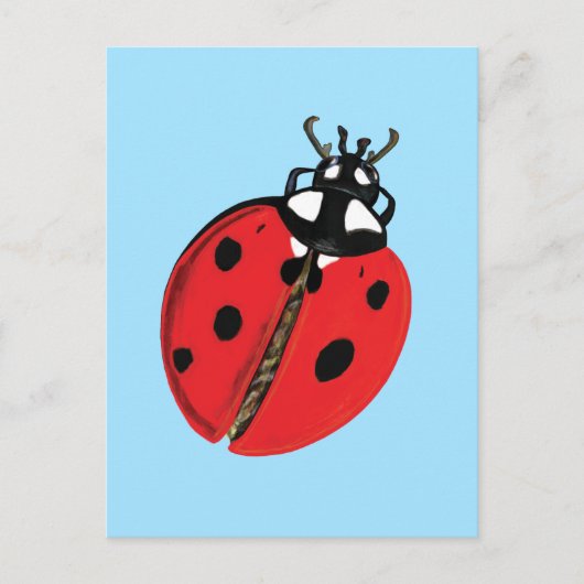Red Lady Bug Viel Glück Botschafter Illustration Postkarte (Vorderseite)