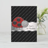 Red Ladybug 7. Geburtstagsparty Einladung Ladybug (Stehend Vorderseite)