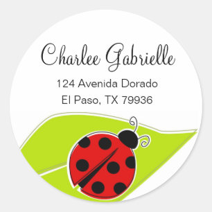 Red Ladybug Address Labels Runder Aufkleber