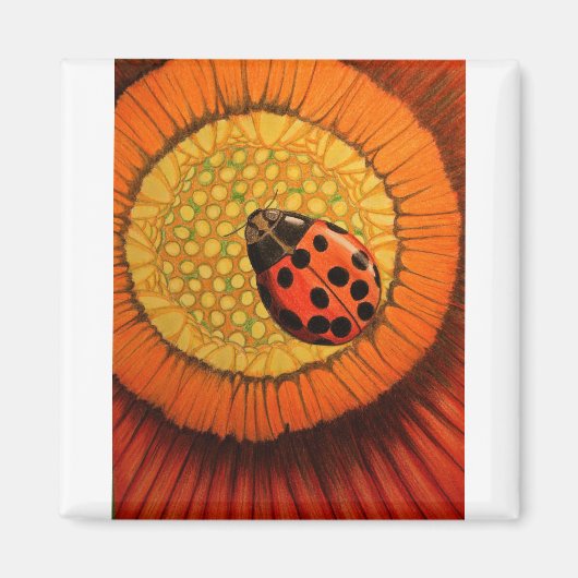 Red Ladybug auf Blume Magnet (Vorne)