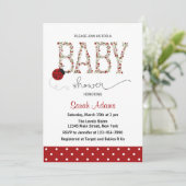 Red Ladybug Baby Shower Einladung (Stehend Vorderseite)