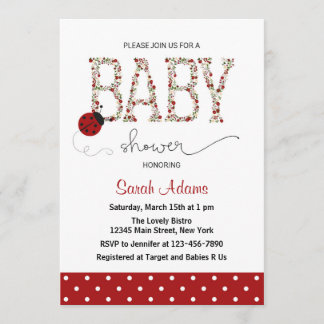 Red Ladybug Baby Shower Einladung