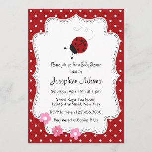 Red Ladybug Baby Shower Einladung
