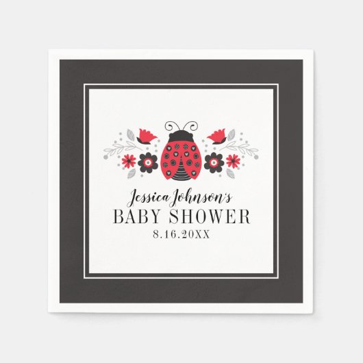 Red Ladybug Baby Shower Napkin Serviette (Vorderseite)