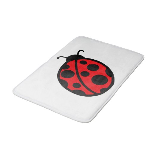 Red Ladybug Bad Bath Mat Rug Badematte (Schrägansicht)