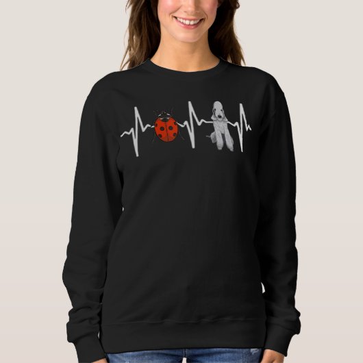 Red Ladybug Bedlington Terrier Heartbeat Dog Sweatshirt (Vorderseite)