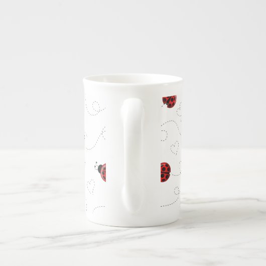 Red Ladybug Beetle Insect Lover Black Hearts Porzellantasse (Rückseite)