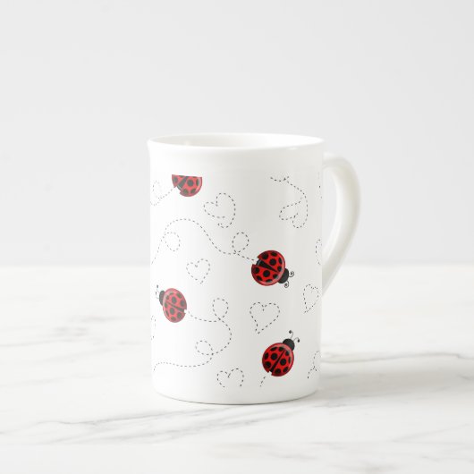 Red Ladybug Beetle Insect Lover Black Hearts Porzellantasse (Vorderseite Rechts)