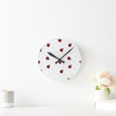 Red Ladybug Beetle Insect Lover Black Hearts Runde Wanduhr (Zuhause)