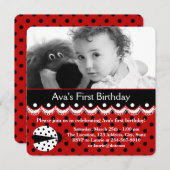 Red Ladybug Birthday Party Einladung (Vorne/Hinten)