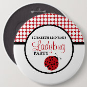 Red Ladybug Children's Birthday Party Button (Vorne & Hinten)