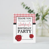 Red Ladybug Children's Birthday Party Danke Postkarte (Stehend Vorderseite)