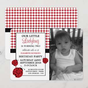 Red Ladybug Children's Birthday Party Einladung