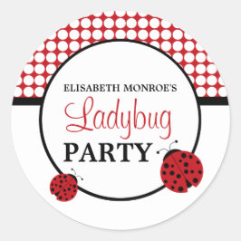 Red Ladybug Children's Birthday Party Runder Aufkleber