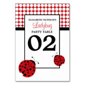 Red Ladybug Children's Birthday Party Table No. Tischnummer (Rückseite)