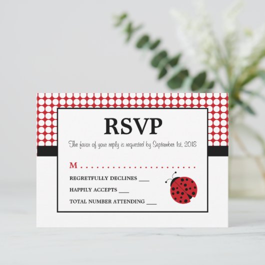 Red Ladybug Children's Birthday Party UAWG RSVP Karte (Stehend Vorderseite)
