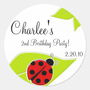 Red Ladybug Favor Tags Runder Aufkleber
