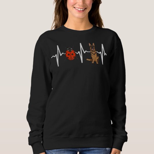 Red Ladybug German Shepherd Heartbeat Dog Sweatshirt (Vorderseite)