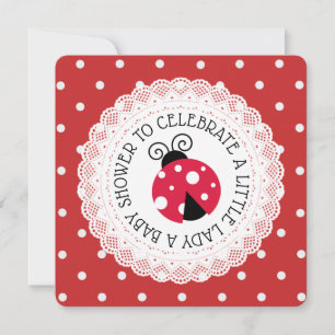 Red Ladybug Girl Baby Shower Einladungen