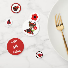 Red Ladybug Girl Birthday Konfetti
