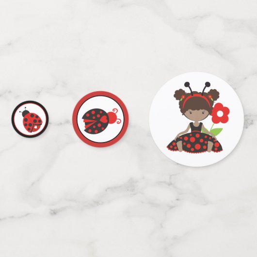 Red Ladybug Girl Birthday Konfetti (Vorderseiten)
