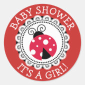 Red Ladybug Girl Shower Stickers (Vorderseite)