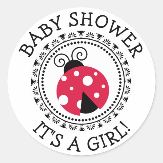 Red Ladybug Girl Shower Stickers (Vorderseite)
