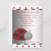 Red Ladybug Girls 6. Geburtstagsparty Einladung (Rückseite)