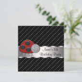 Red Ladybug Girls 8. Geburtstagsparty Einladung (Stehend Vorderseite)