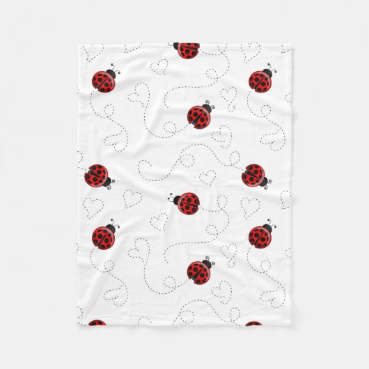 Red Ladybug Käfer Insekt Lover Black Hearts Fleecedecke (Vorderseite)
