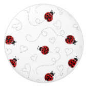 Red Ladybug Käfer Insekt Lover Black Hearts Keramikknauf (Vorderseite)