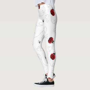 Red Ladybug Käfer Insekt Lover Black Hearts Leggings