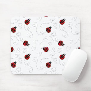 Red Ladybug Käfer Insekt Lover Black Hearts Mousepad