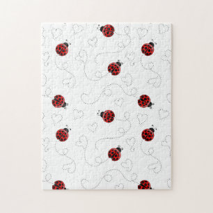 Red Ladybug Käfer Insekt Lover Black Hearts Puzzle