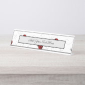 Red Ladybug Käfer Insekt Lover Black Hearts Schreibtischnamensplakette (Vorderseite )