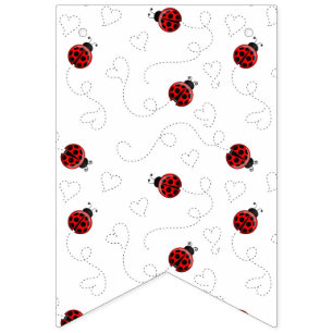 Red Ladybug Käfer Insekt Lover Black Hearts Wimpelkette