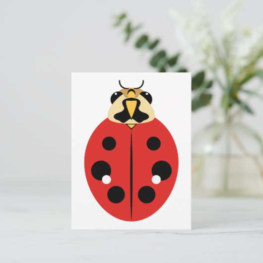 Red Ladybug Käfer Postkarte (Stehend Vorderseite)